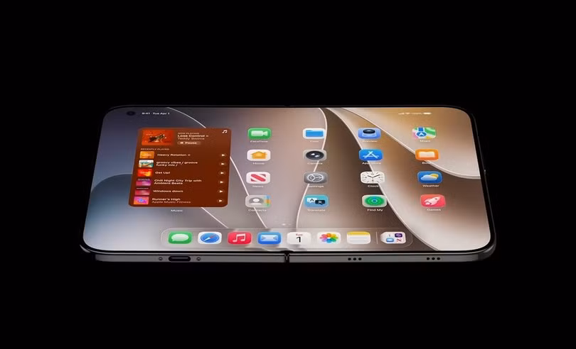 Ảnh dựng iPhone màn hình gập dựa trên tin đồn. Ảnh: Jon Prosser.