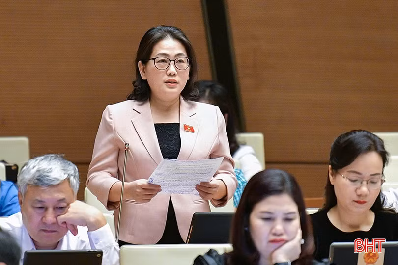 Đại biểu Quốc hội, Chánh án Tòa án nhân dân tỉnh Hà Tĩnh Phan Thị Nguyệt Thu tham gia thảo luận.