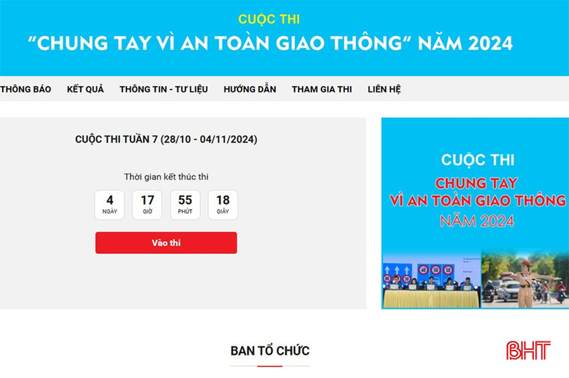 Cuộc thi “Chung tay vì an toàn giao thông” tuần 7 diễn ra từ 28/10/2024 - 4/11/2024. Cuộc thi “Chung tay vì an toàn giao thông” tuần 7 diễn ra từ 28/10/2024 - 4/11/2024.