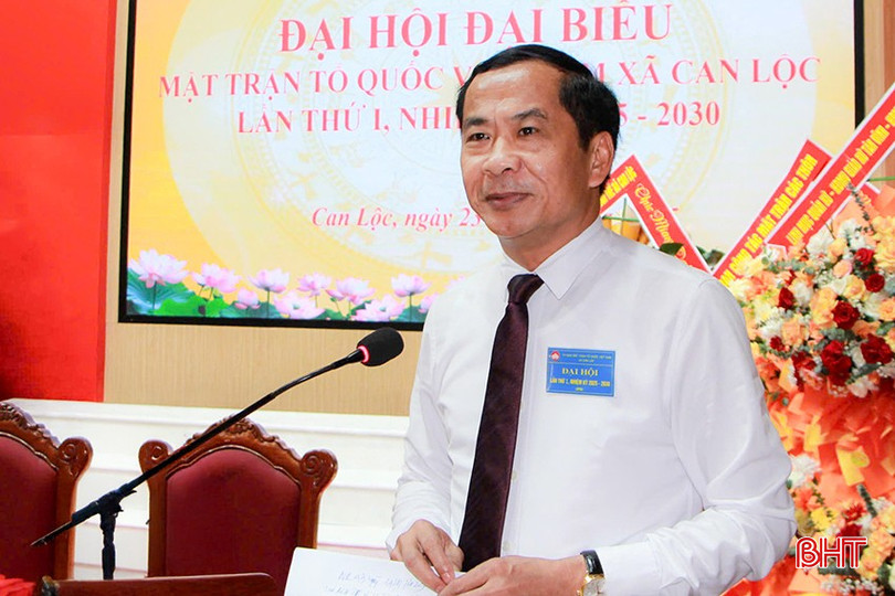 Bí thư Đảng ủy xã Can Lộc Võ Xuân Linh phát biểu chỉ đạo đại hội. bqbht_br_24.jpg