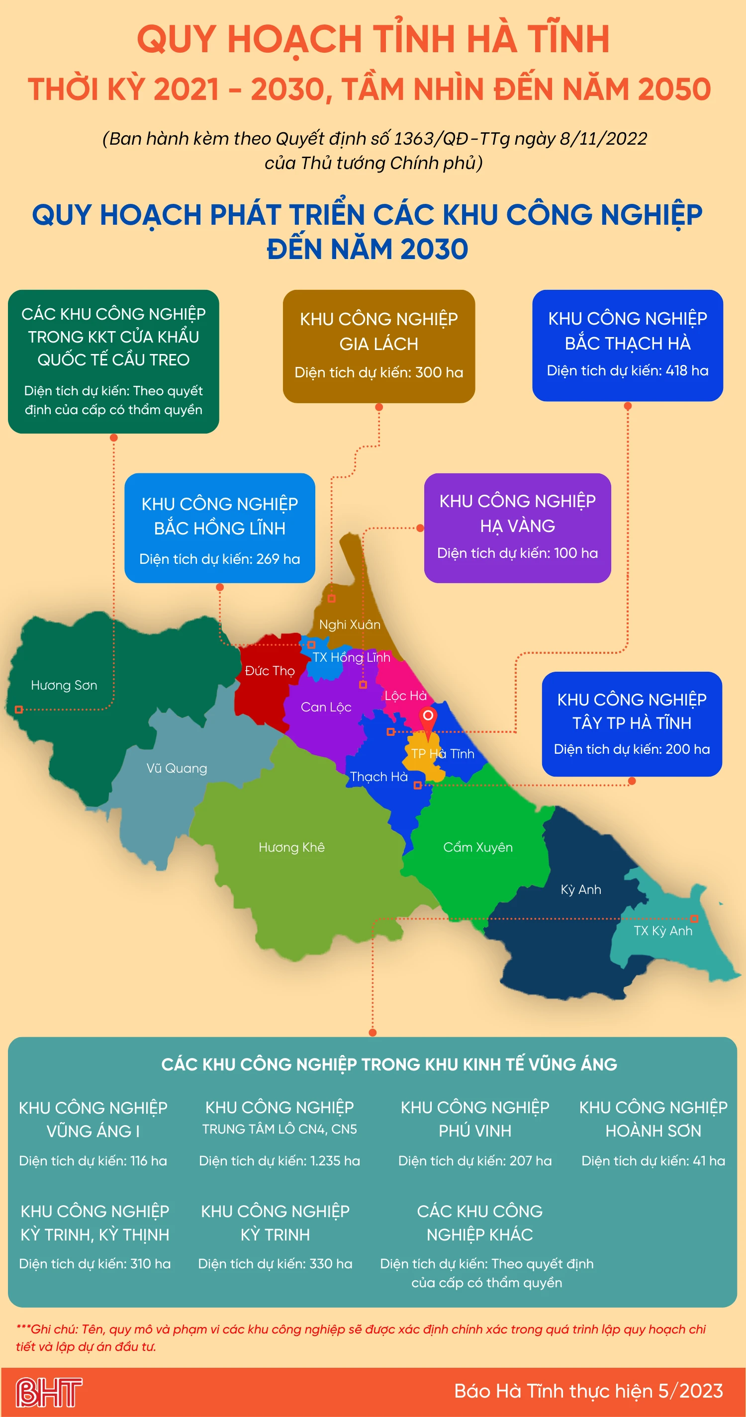 Infographics: Quy hoạch các khu công nghiệp Hà Tĩnh đến năm 2030