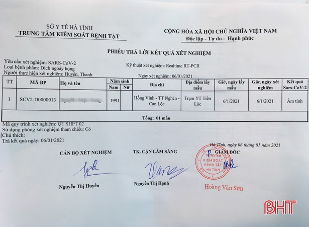 Một công dân Hà Tĩnh từ Philippines trở về âm tính lần 1 với Covid-19