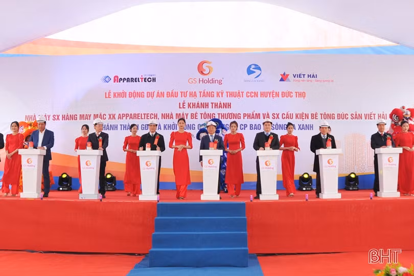 Khởi động dự án đầu tư hạ tầng kỹ thuật CCN và khánh thành một số nhà máy tại Đức Thọ