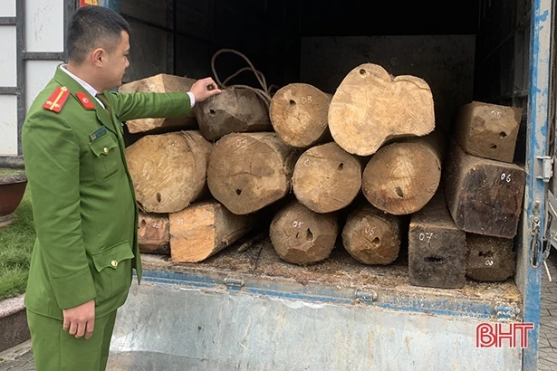 Công an Can Lộc bắt xe tải chở gỗ lậu trong đêm
