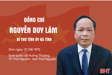 Quá trình công tác của tân Bí thư Tỉnh ủy Hà Tĩnh Nguyễn Duy Lâm