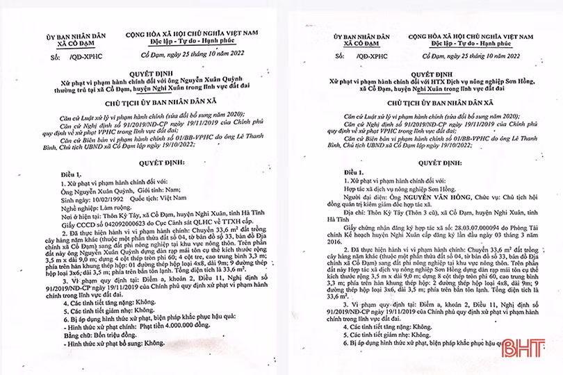 Xử phạt 12 triệu đồng về vi phạm trong lĩnh vực đất đai ở Nghi Xuân