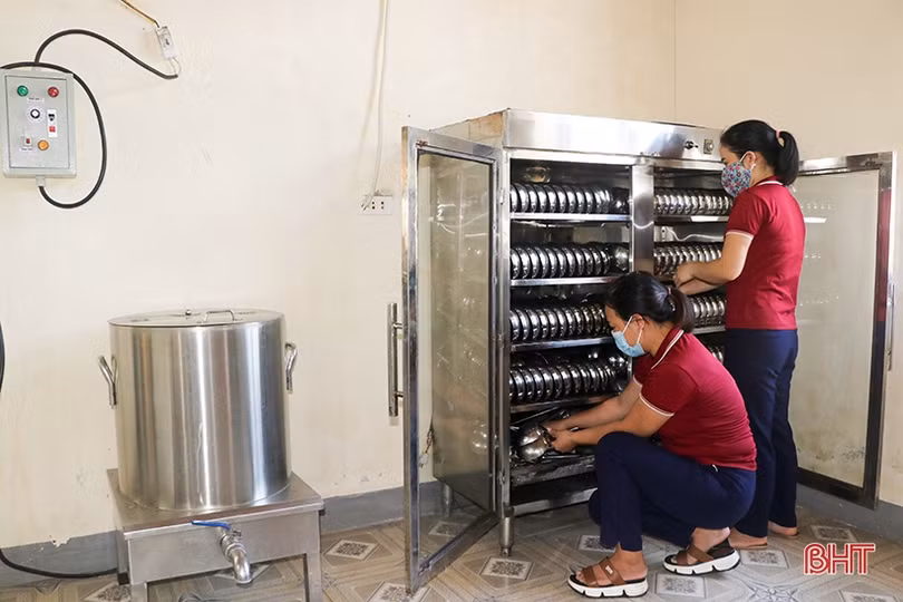 Các trường tiểu học, mầm non ở Hà Tĩnh tích cực chuẩn bị tổ chức bán trú