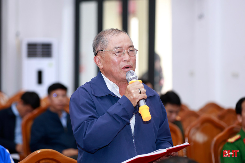 Cử tri Nguyễn Xuân Miễn - Tổ trưởng TDP Liên Phú chia sẻ nguyện vọng của cử tri đối với các ứng cử viên.