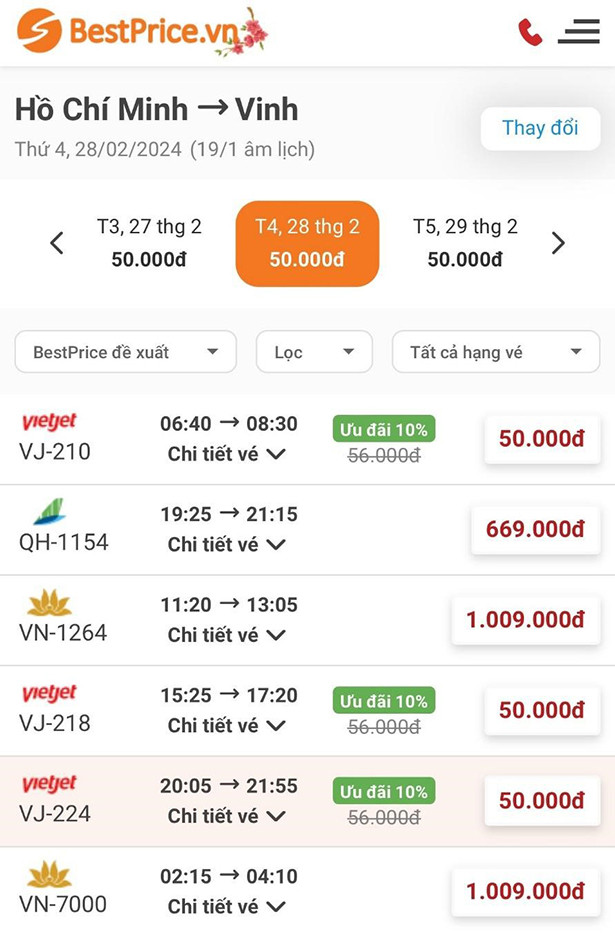 BestPrice.vn tặng ưu đãi tới 1.5 triệu đồng khi đặt vé máy bay đi Vinh