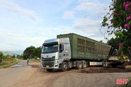 Hiểm họa từ những bãi tập kết gỗ keo ven quốc lộ