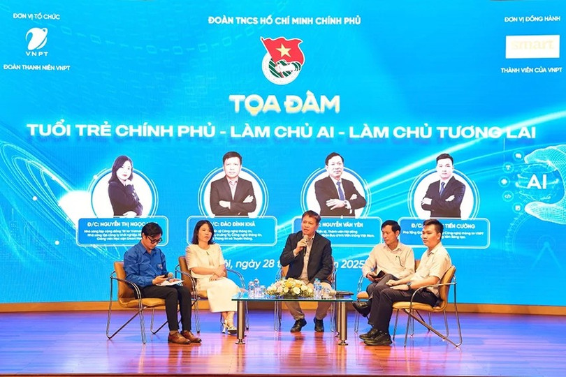 Công ty Cổ phần Truyền thông quảng cáo đa phương tiện SMART Media phối hợp tổ chức toạ đàm "Tuổi trẻ chính phủ - Làm chủ AI - Làm chủ tương lai" tại Hà Nội. Ảnh: Vtv.vn. dsc-8552-27481180609783941757666-33967763406616471315759-copy.jpg
