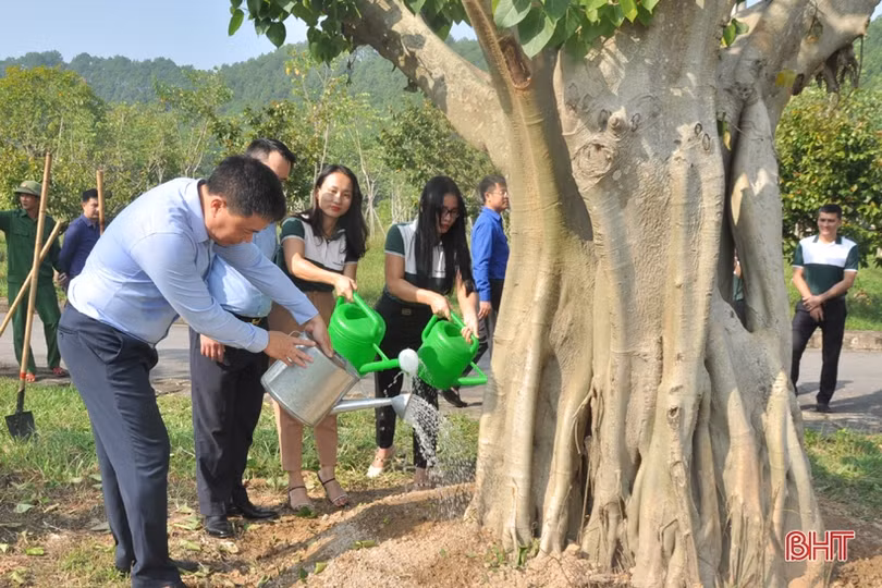 Vietcombank Hà Tĩnh trồng cây xanh tại Khu di tích Ngã ba Đồng Lộc