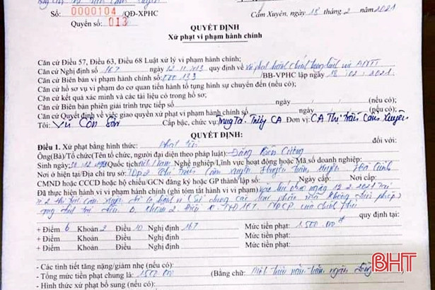 Phạt “nguội” 3 đối tượng đốt pháo trong dịp tết ở Cẩm Xuyên