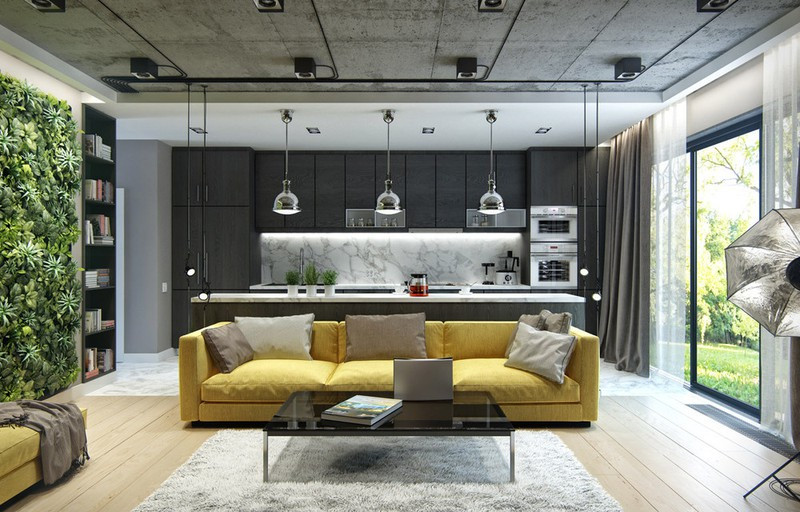 Căn hộ đẹp nổi bật với bức tường bằng cây xanh