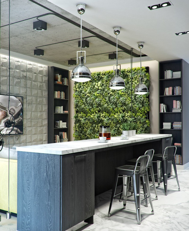 Căn hộ đẹp nổi bật với bức tường bằng cây xanh