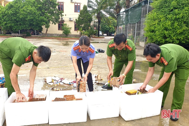 Công an Hương Sơn tiêu hủy số lượng lớn vũ khí và vật liệu nổ