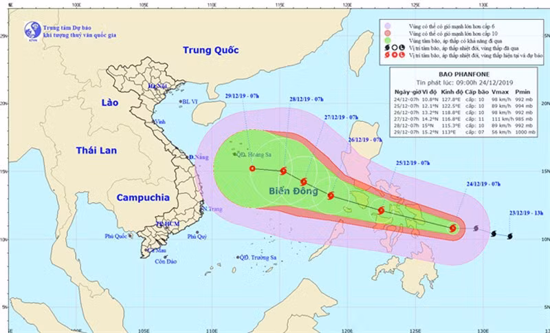 Ứng phó bão Phanfone chuẩn bị vào Biển Đông