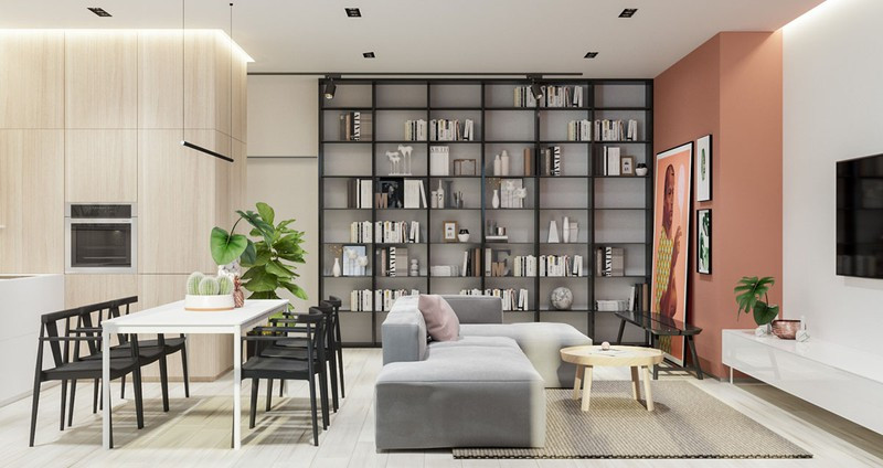 Mẫu phòng khách đặt liền kề phòng ăn ấn tượng