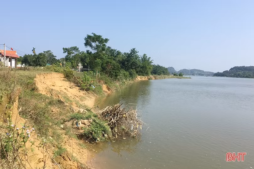 Bất an khi bờ sông Ngàn Sâu sạt lở nghiêm trọng