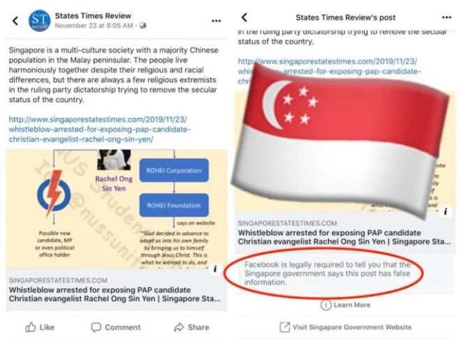 Facebook phải đính chính tin giả theo lệnh chính phủ Singapore
