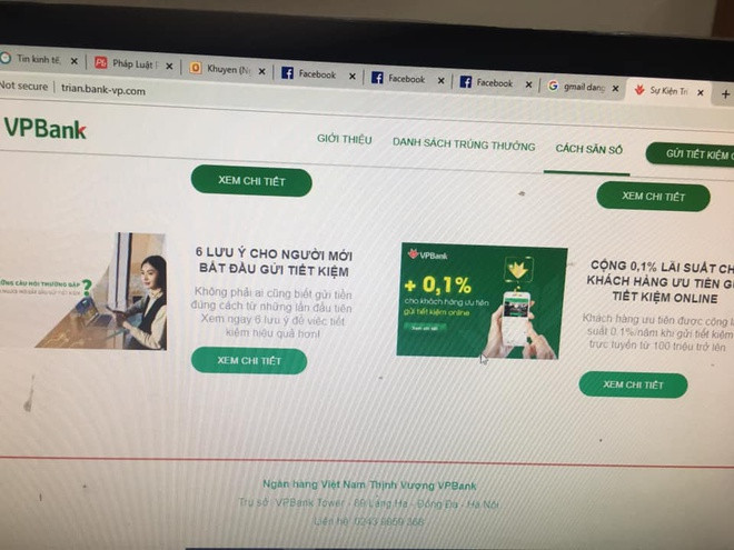 Giao diện website giả mạo giống hệt giao diện của ngân hàng thật. Ảnh: NVCC . Giả mạo ngân hàng lừa 450 triệu đồng trong 2 phút