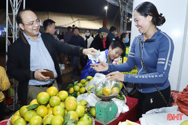 Đặc sản cam Hà Tĩnh “đắt hàng” tại hội chợ lớn đang diễn ra trên địa bàn
