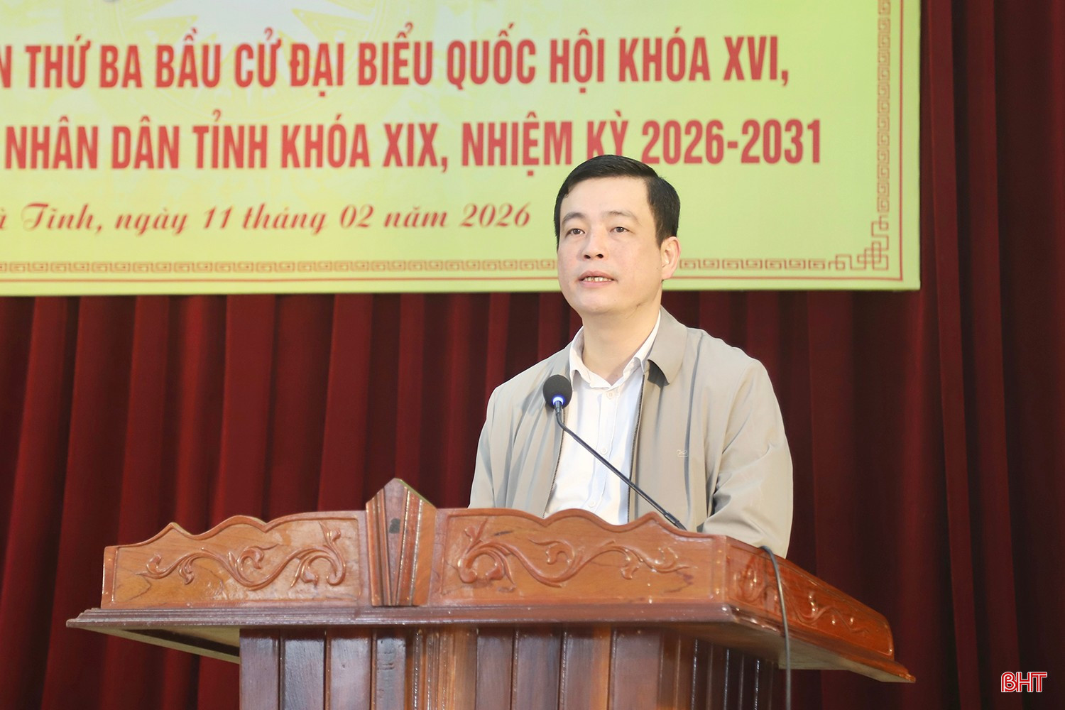 Chủ tịch Uỷ ban MTTQ Việt Nam tỉnh Nguyễn Thành Đồng phát biểu khai mạc hội nghị.