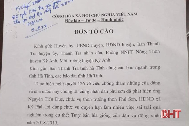 Nhà nước cấp lúa giống cho dân, cán bộ thôn tự ý đem bán