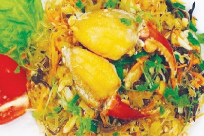 Miến xào cua biển bồi bổ cơ thể, bổ thận tráng dương, rất tốt cho người bị liệt dương. Món ăn thuốc từ cua biển