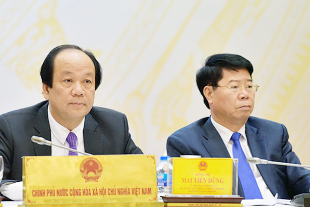 Bộ trưởng Mai Tiến Dũng chủ trì buổi họp báo. Ảnh: VGP/Nhật Bắc Họp báo Chính phủ thường kỳ tháng 3 giải đáp nhiều vấn đề dư luận quan tâm