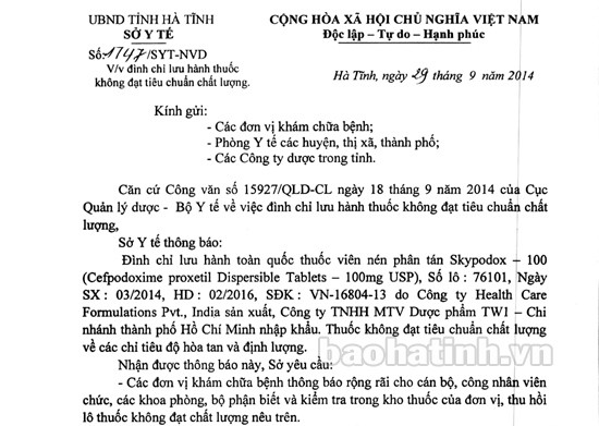 Đình chỉ lưu hành 2 loại thuốc không đảm bảo chất lượng ảnh 1