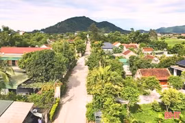 Tuyến đường trục chính của thôn 4, xã Lộc Hà rợp bóng cây xanh.