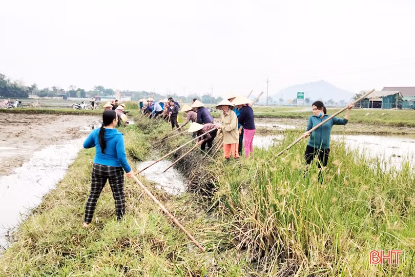 Sôi nổi ra quân nạo vét kênh mương chuẩn bị sản xuất vụ xuân ở Lộc Hà