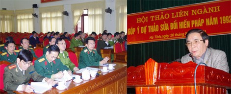 Phó chủ tịch Thường trực HĐND tỉnh Thiều Đình Duy: :"Các cơ quan khối nội chính cần tiếp tục tổ chức lấy ý kiến đóng góp một cách rộng rãi hơn nữa cũng như chuẩn bị các ý kiến đóng góp một cách chuyên sâu hơn (mỗi đơn vị 2 ý kiến) cho đợt góp ý mà tỉnh chuẩn bị tổ chức".