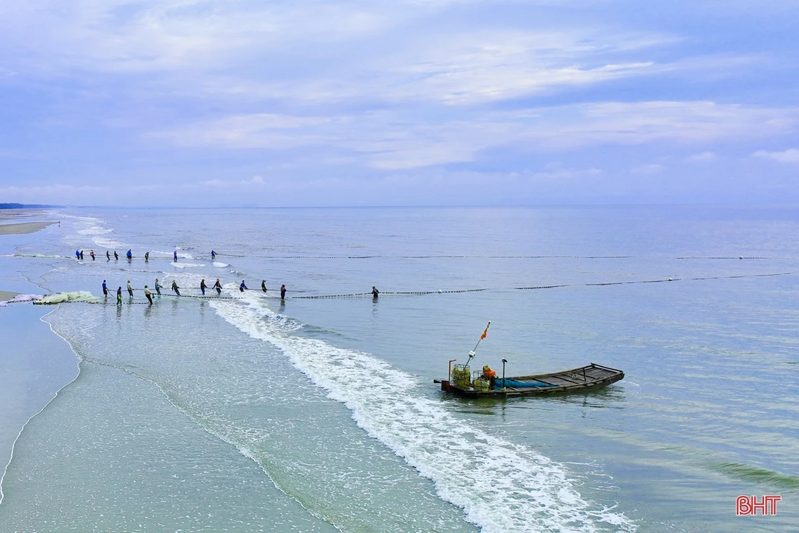 Xem ngư dân Nghi Xuân “đi giật lùi” kéo lưới rùng