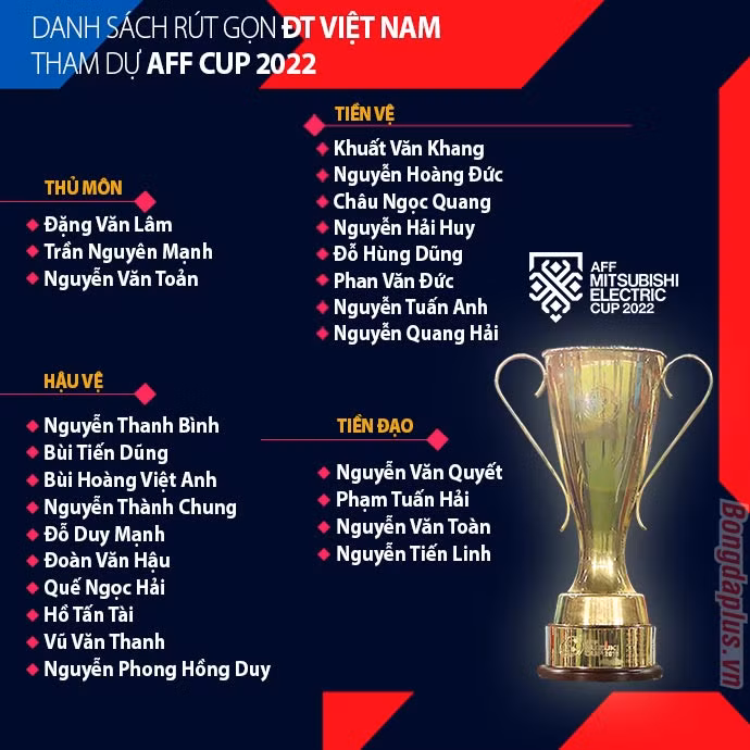 Danh sách rút gọn ĐT Việt Nam dự AFF Cup: Đức Chinh cùng 3 cầu thủ bị loại
