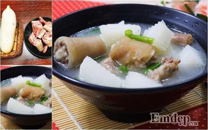 mon ngon ngay he canh duoi heo ham cu cai ngot mat giau dinh duong