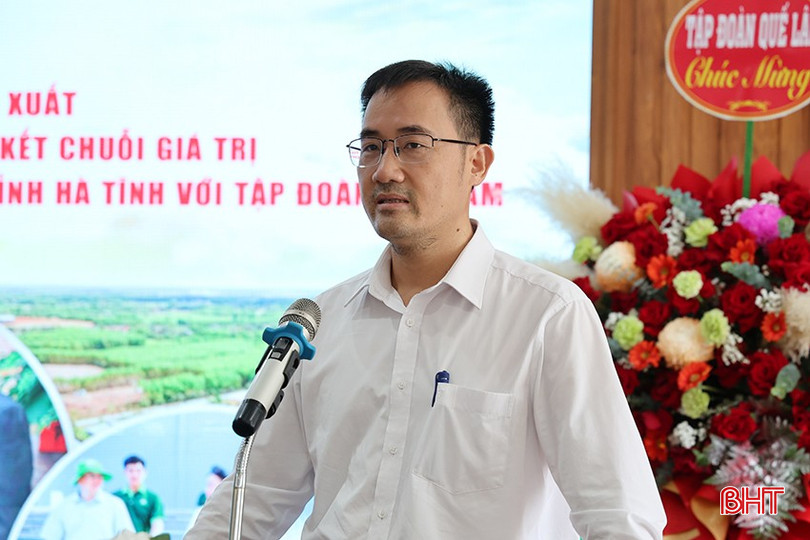 Ông Nguyễn Thanh Hải - Phó Giám đốc Sở Nông nghiệp và Môi trường Hà Tĩnh phát biểu tại lễ ký kết. bqbht_br_img-9986.jpg