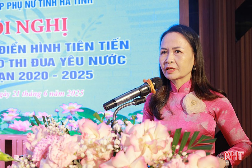 Chủ tịch Hội LHPN tỉnh Nguyễn Thị Lệ Hà phát động Phong trào thi đua yêu nước giai đoạn 2025-2030 trong các cấp hội phụ nữ. bqbht_br_ct-hoi-le-ha.jpg