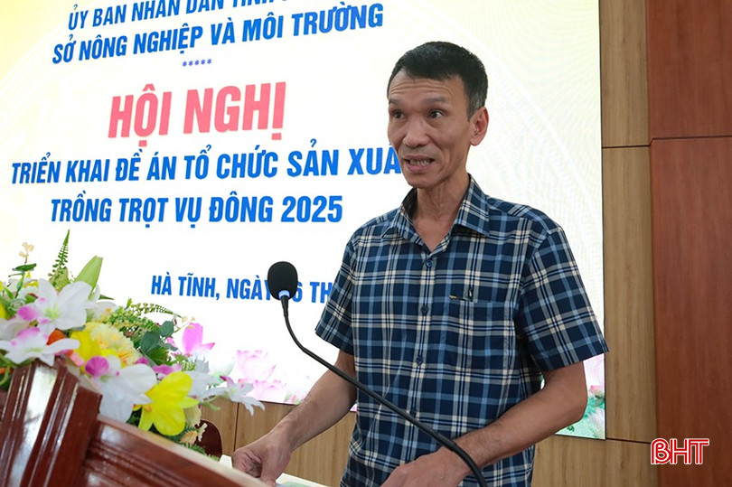 លោក Tran Hung ប្រធាននាយកដ្ឋានផលិតកម្មដំណាំ និងបសុសត្វ Ha Tinh បានធ្វើបទបង្ហាញក្នុងសន្និសីទ។ bqbht_br_dai-bieu-anh-hung.png