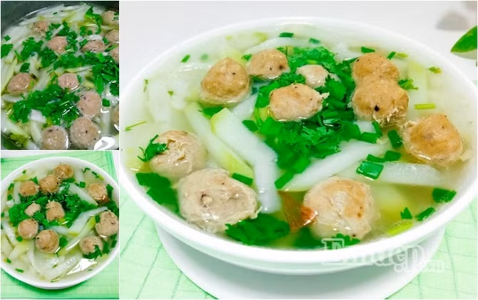 canh bau thit bo vien thanh mat cho mam com cuoi tuan