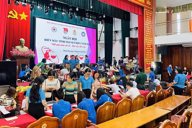 Thu về 216 đơn vị máu tại ngày hội hiến máu tình nguyện ở Thạch Hà