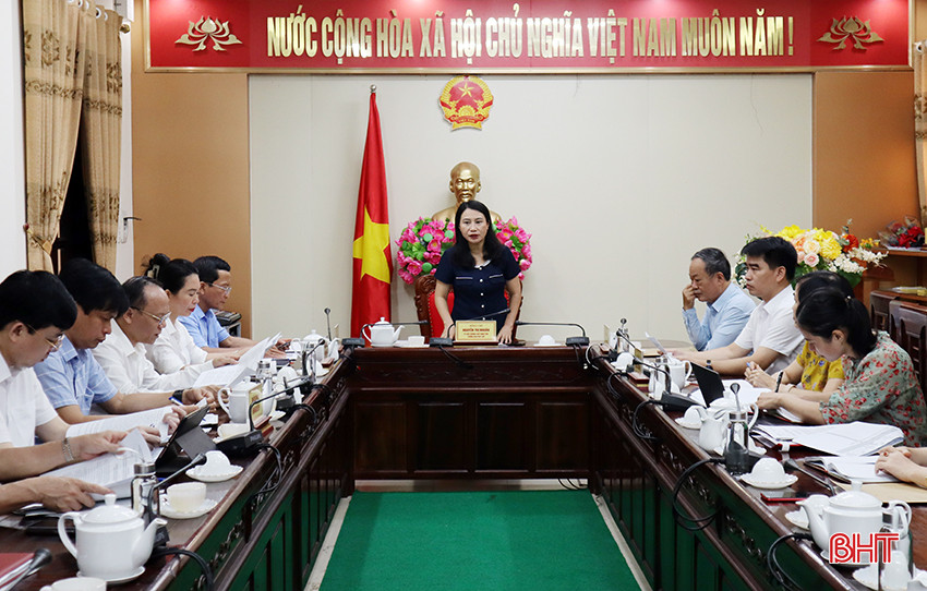 Trưởng ban Pháp chế HĐND tỉnh Nguyễn Thị Nhuần chủ trì cuộc làm việc. IMG_3945.JPG