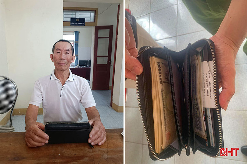 Ông Phan Xuân Nam cùng số tài sản nhặt được. N1.jpg