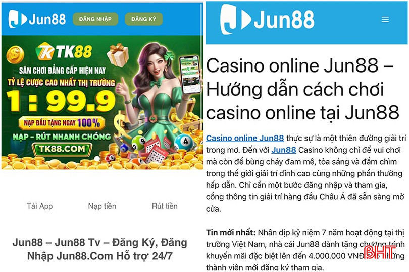 Khi gõ các dòng chữ “Jun88”, “Liên minh OKVIP” tìm kiếm trên internet sẽ có kết quả hiển thị là các trang cờ bạc, cá cược trực tuyến. bd3e29d2-7c42-475a-99bf-7a31d39af7ca-copy-1163.jpg
