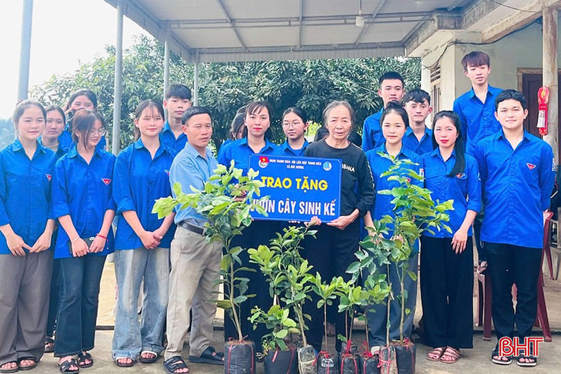 Bên cạnh đó, các bạn ĐVTN còn trao tặng bà Nguyễn Thị Trung mô hình vườn cây sinh kế, nhằm tiếp thêm động lực cho bà vươn lên trong cuộc sống.