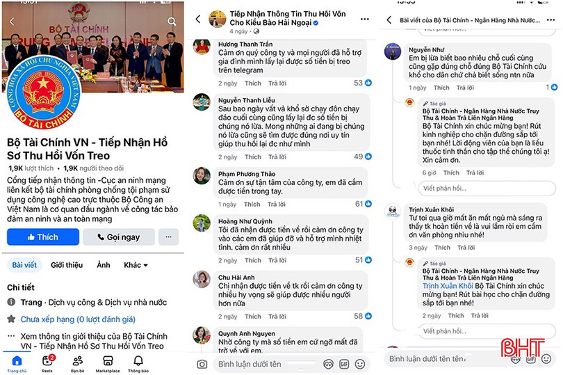 Dưới các bài đăng của những trang Facebook giả mạo, các đối tượng thường xuyên để lại hàng loạt bình luận có tính chất "dẫn dụ" nhằm tạo lòng tin với người dùng mạng xã hội. bqbht_br_z6873710859346-8de9bd404aa252adb495c00341c6e5c3.jpg