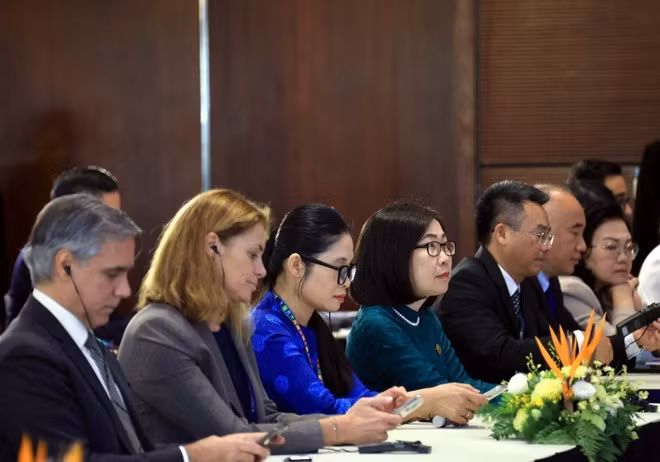 Các đại biểu tham gia buổi họp báo. (Ảnh: Tuấn Anh/TTXVN)