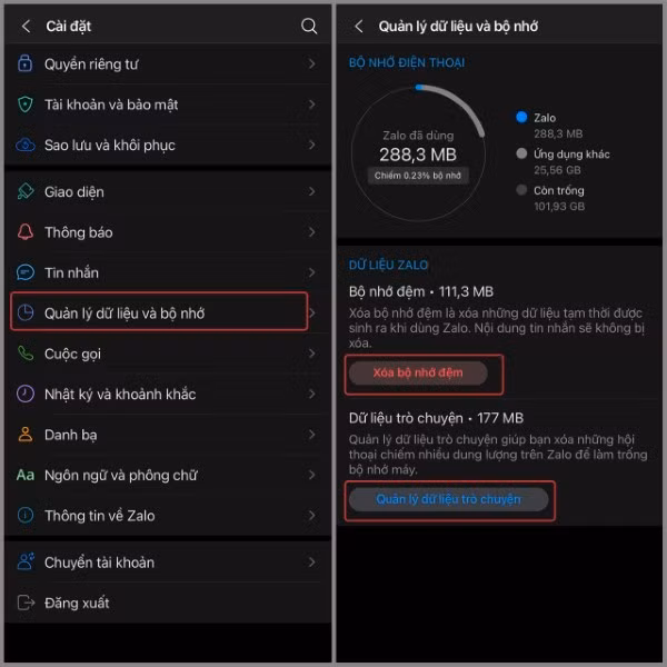 Chọn Xóa bộ nhớ đệm