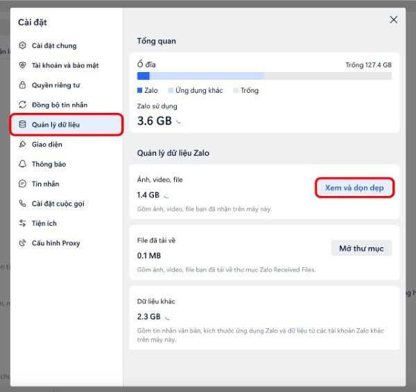 Chọn Quản lý dữ liệu